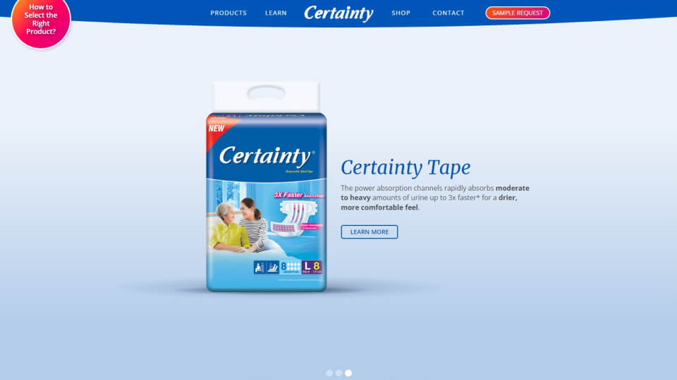 screenshot of certainty website